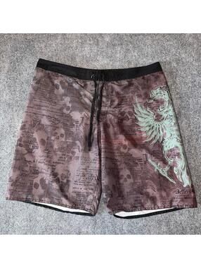 Joe Boxer Grunge Surf Board Shorts Mens 2XL Vtg y2k 90s Rare